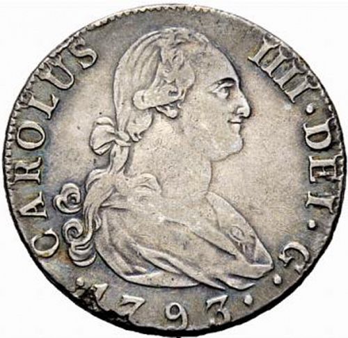 4 Reales Obverse Image minted in SPAIN in 1793MF (1788-08  -  CARLOS IV)  - The Coin Database