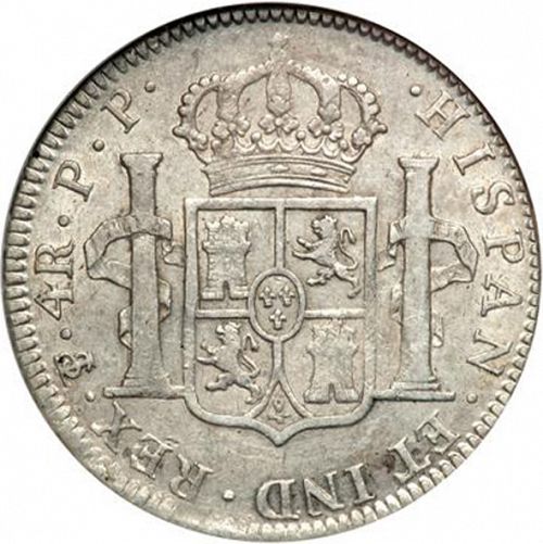4 Reales Reverse Image minted in SPAIN in 1802PP (1788-08  -  CARLOS IV)  - The Coin Database