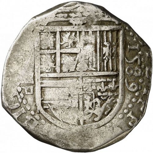 4 Reales Obverse Image minted in SPAIN in 1589D (1556-98  -  FELIPE II)  - The Coin Database