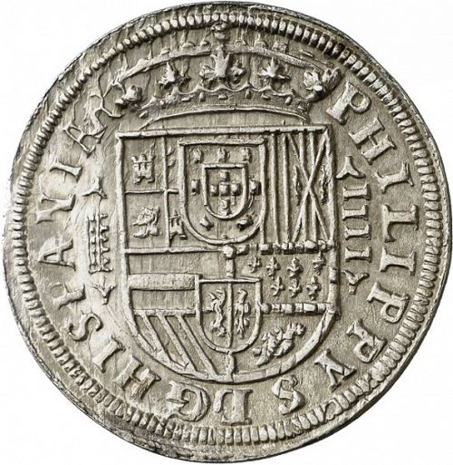 4 Reales Obverse Image minted in SPAIN in 1589 (1556-98  -  FELIPE II)  - The Coin Database