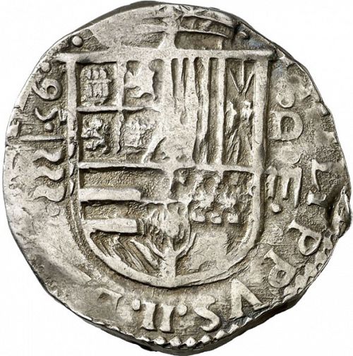 4 Reales Obverse Image minted in SPAIN in 1595D (1556-98  -  FELIPE II)  - The Coin Database
