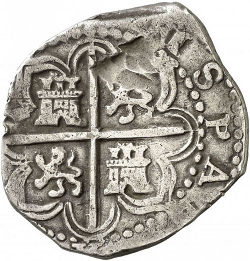 4 Reales Reverse Image minted in SPAIN in 1591H (1556-98  -  FELIPE II)  - The Coin Database