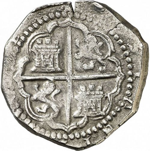 4 Reales Reverse Image minted in SPAIN in 1593C (1556-98  -  FELIPE II)  - The Coin Database