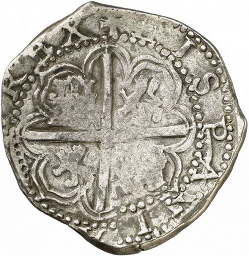 4 Reales Reverse Image minted in SPAIN in 1595B (1556-98  -  FELIPE II)  - The Coin Database