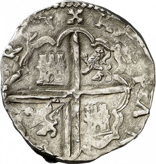 4 Reales Reverse Image minted in SPAIN in 1595D (1556-98  -  FELIPE II)  - The Coin Database