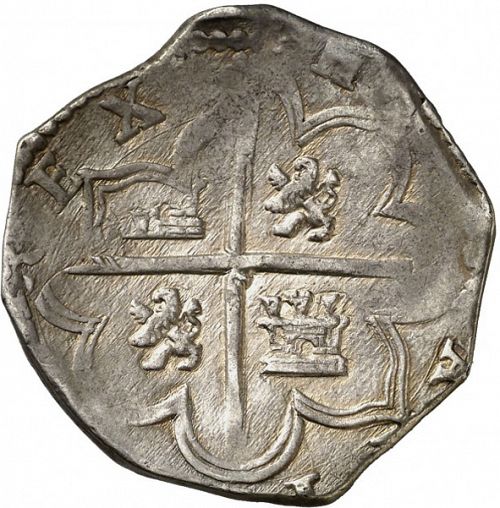4 Reales Reverse Image minted in SPAIN in 1596FE (1556-98  -  FELIPE II)  - The Coin Database