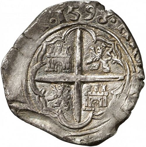 4 Reales Reverse Image minted in SPAIN in 1598F (1556-98  -  FELIPE II)  - The Coin Database