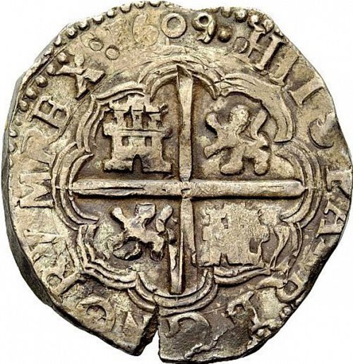 4 Reales Reverse Image minted in SPAIN in 1609B (1598-21  -  FELIPE III)  - The Coin Database