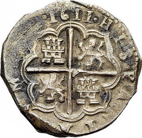 4 Reales Reverse Image minted in SPAIN in 1611B (1598-21  -  FELIPE III)  - The Coin Database