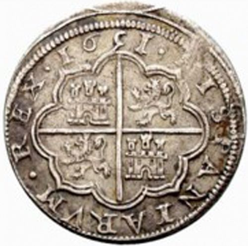 4 Reales Reverse Image minted in SPAIN in 1651I (1621-65  -  FELIPE IV)  - The Coin Database