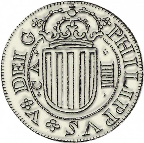 4 Reales Obverse Image minted in SPAIN in 1707 (1700-46  -  FELIPE V)  - The Coin Database