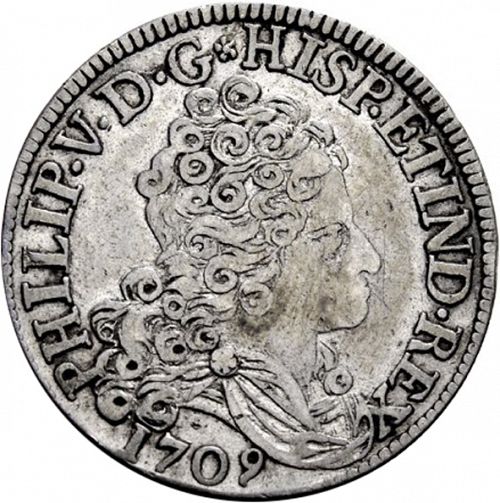 4 Reales Obverse Image minted in SPAIN in 1709J (1700-46  -  FELIPE V)  - The Coin Database