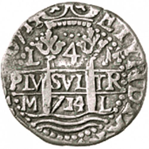 4 Reales Obverse Image minted in SPAIN in 1714M (1700-46  -  FELIPE V)  - The Coin Database