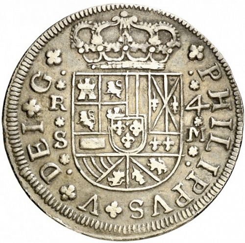 4 Reales Obverse Image minted in SPAIN in 1718M (1700-46  -  FELIPE V)  - The Coin Database