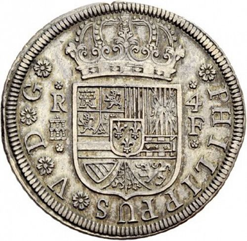 4 Reales Obverse Image minted in SPAIN in 1728F (1700-46  -  FELIPE V)  - The Coin Database