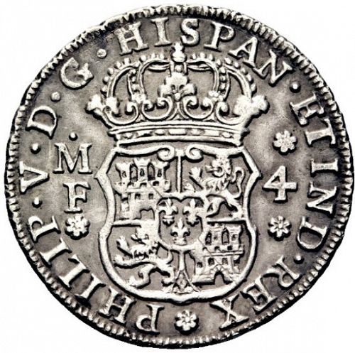 4 Reales Obverse Image minted in SPAIN in 1735MF (1700-46  -  FELIPE V)  - The Coin Database
