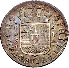 4 Reales Obverse Image minted in SPAIN in 1735PA (1700-46  -  FELIPE V)  - The Coin Database