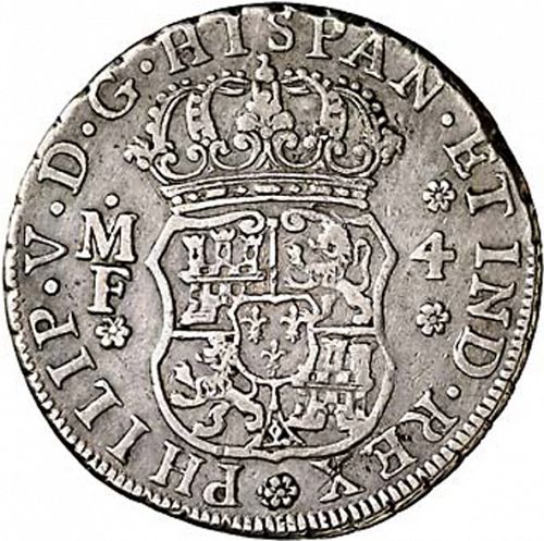 4 Reales Obverse Image minted in SPAIN in 1736MF (1700-46  -  FELIPE V)  - The Coin Database