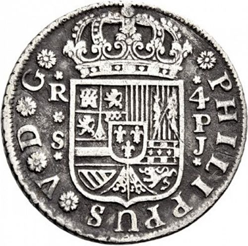 4 Reales Obverse Image minted in SPAIN in 1737PJ (1700-46  -  FELIPE V)  - The Coin Database