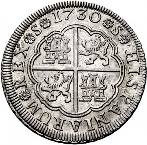 4 Reales Reverse Image minted in SPAIN in 1730 (1700-46  -  FELIPE V)  - The Coin Database
