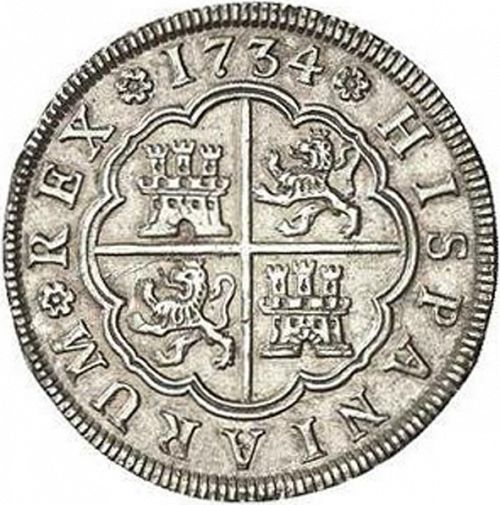 4 Reales Reverse Image minted in SPAIN in 1734JF (1700-46  -  FELIPE V)  - The Coin Database