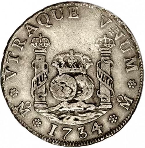 4 Reales Reverse Image minted in SPAIN in 1734MF (1700-46  -  FELIPE V)  - The Coin Database