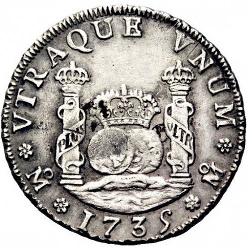 4 Reales Reverse Image minted in SPAIN in 1735MF (1700-46  -  FELIPE V)  - The Coin Database