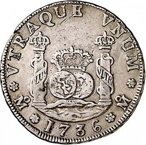 4 Reales Reverse Image minted in SPAIN in 1736MF (1700-46  -  FELIPE V)  - The Coin Database