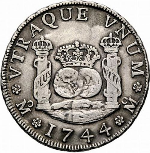 4 Reales Reverse Image minted in SPAIN in 1744MF (1700-46  -  FELIPE V)  - The Coin Database