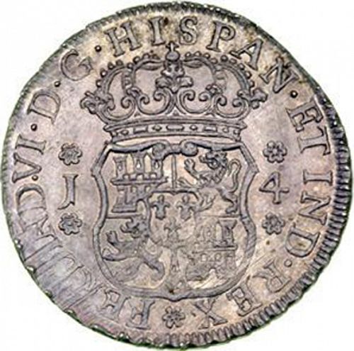 4 Reales Obverse Image minted in SPAIN in 1754J (1746-59  -  FERNANDO VI)  - The Coin Database