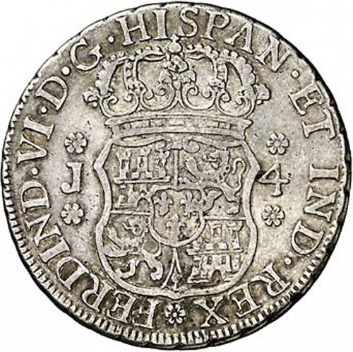 4 Reales Obverse Image minted in SPAIN in 1756J (1746-59  -  FERNANDO VI)  - The Coin Database