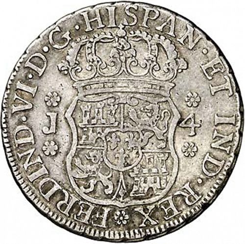 4 Reales Obverse Image minted in SPAIN in 1756J (1746-59  -  FERNANDO VI)  - The Coin Database