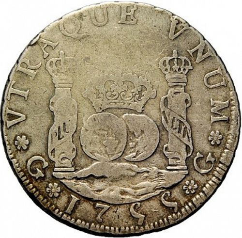 4 Reales Reverse Image minted in SPAIN in 1755J (1746-59  -  FERNANDO VI)  - The Coin Database