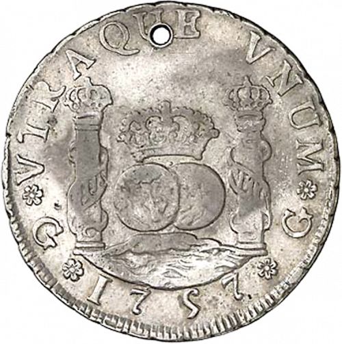4 Reales Reverse Image minted in SPAIN in 1757J (1746-59  -  FERNANDO VI)  - The Coin Database