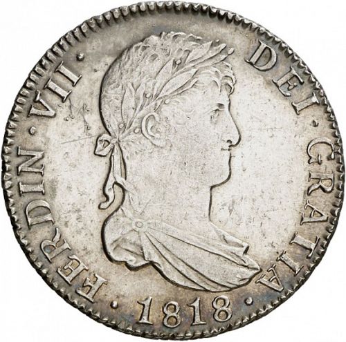4 Reales Obverse Image minted in SPAIN in 1818CJ (1808-33  -  FERNANDO VII)  - The Coin Database