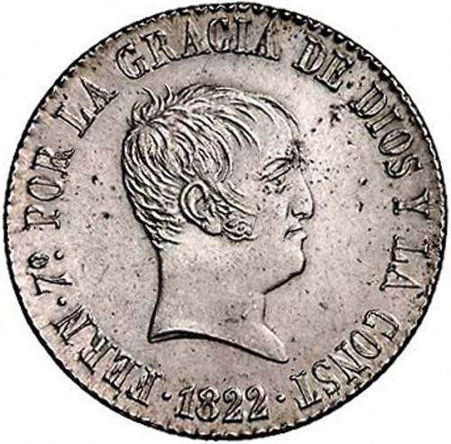 4 Reales Obverse Image minted in SPAIN in 1822SR (1821-33  -  FERNANDO VII - Vellon Coinage)  - The Coin Database