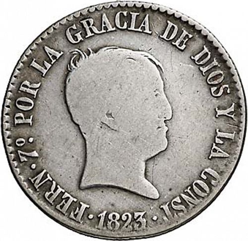 4 Reales Obverse Image minted in SPAIN in 1823SR (1821-33  -  FERNANDO VII - Vellon Coinage)  - The Coin Database
