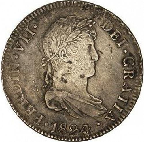 4 Reales Obverse Image minted in SPAIN in 1824JB (1808-33  -  FERNANDO VII)  - The Coin Database