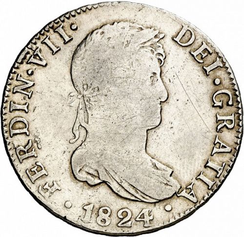 4 Reales Obverse Image minted in SPAIN in 1824J (1808-33  -  FERNANDO VII)  - The Coin Database