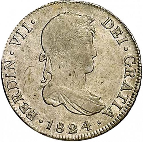 4 Reales Obverse Image minted in SPAIN in 1824PJ (1808-33  -  FERNANDO VII)  - The Coin Database