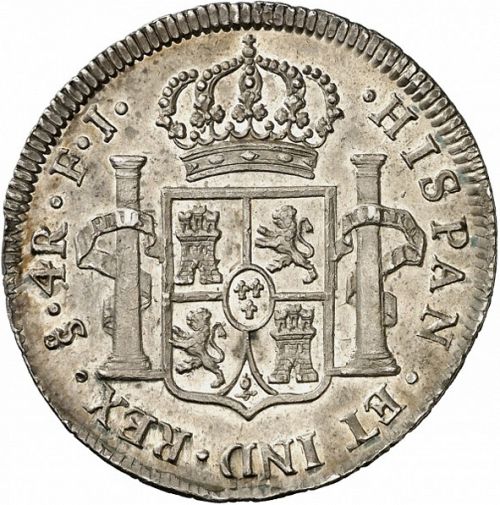 4 Reales Reverse Image minted in SPAIN in 1810FJ (1808-33  -  FERNANDO VII)  - The Coin Database