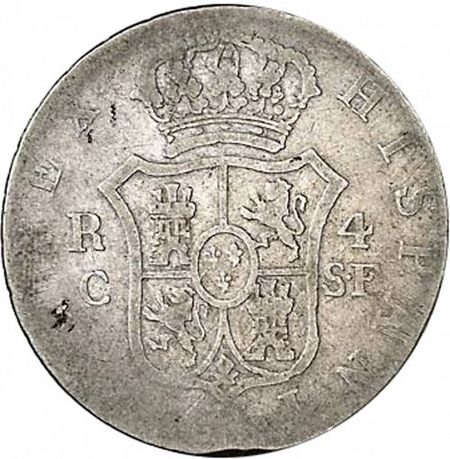 4 Reales Reverse Image minted in SPAIN in 1814SF (1808-33  -  FERNANDO VII)  - The Coin Database