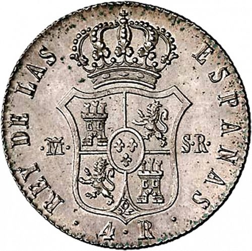 4 Reales Reverse Image minted in SPAIN in 1822SR (1821-33  -  FERNANDO VII - Vellon Coinage)  - The Coin Database