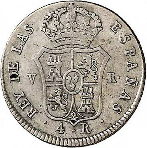 4 Reales Reverse Image minted in SPAIN in 1823R (1821-33  -  FERNANDO VII - Vellon Coinage)  - The Coin Database
