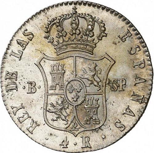 4 Reales Reverse Image minted in SPAIN in 1823SP (1821-33  -  FERNANDO VII - Vellon Coinage)  - The Coin Database