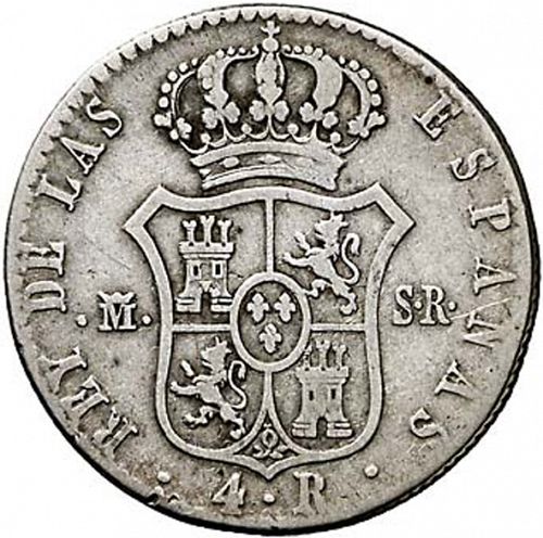 4 Reales Reverse Image minted in SPAIN in 1823SR (1821-33  -  FERNANDO VII - Vellon Coinage)  - The Coin Database