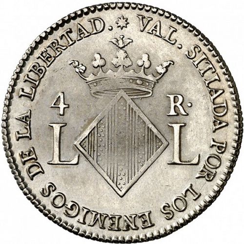 4 Reales Reverse Image minted in SPAIN in 1823 (1821-33  -  FERNANDO VII - Vellon Coinage)  - The Coin Database