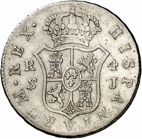 4 Reales Reverse Image minted in SPAIN in 1824J (1808-33  -  FERNANDO VII)  - The Coin Database