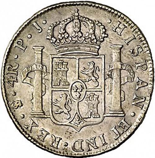 4 Reales Reverse Image minted in SPAIN in 1824PJ (1808-33  -  FERNANDO VII)  - The Coin Database
