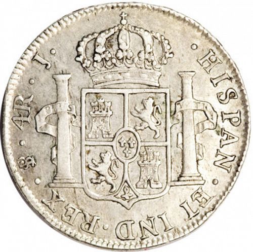 4 Reales Reverse Image minted in SPAIN in 1825J (1808-33  -  FERNANDO VII)  - The Coin Database